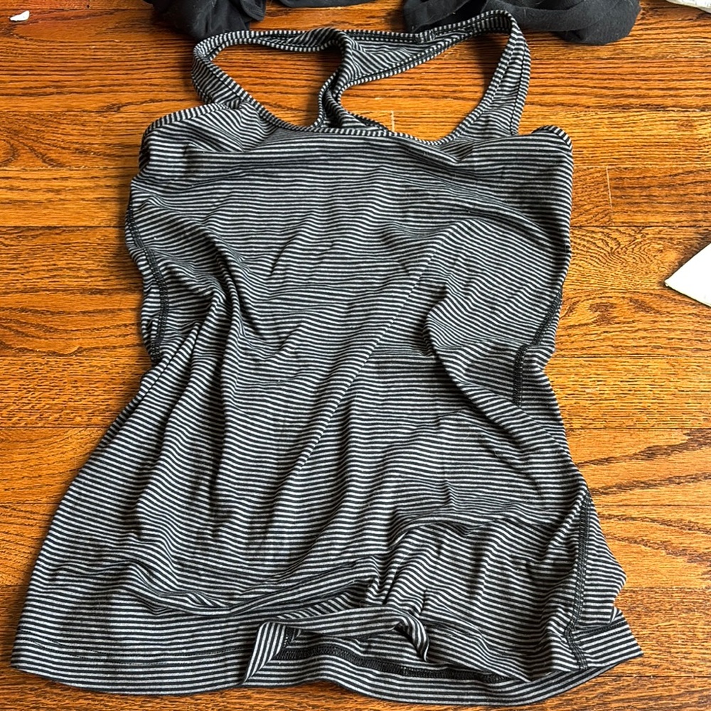 lululemon athletica Black and White Striped Tank Top